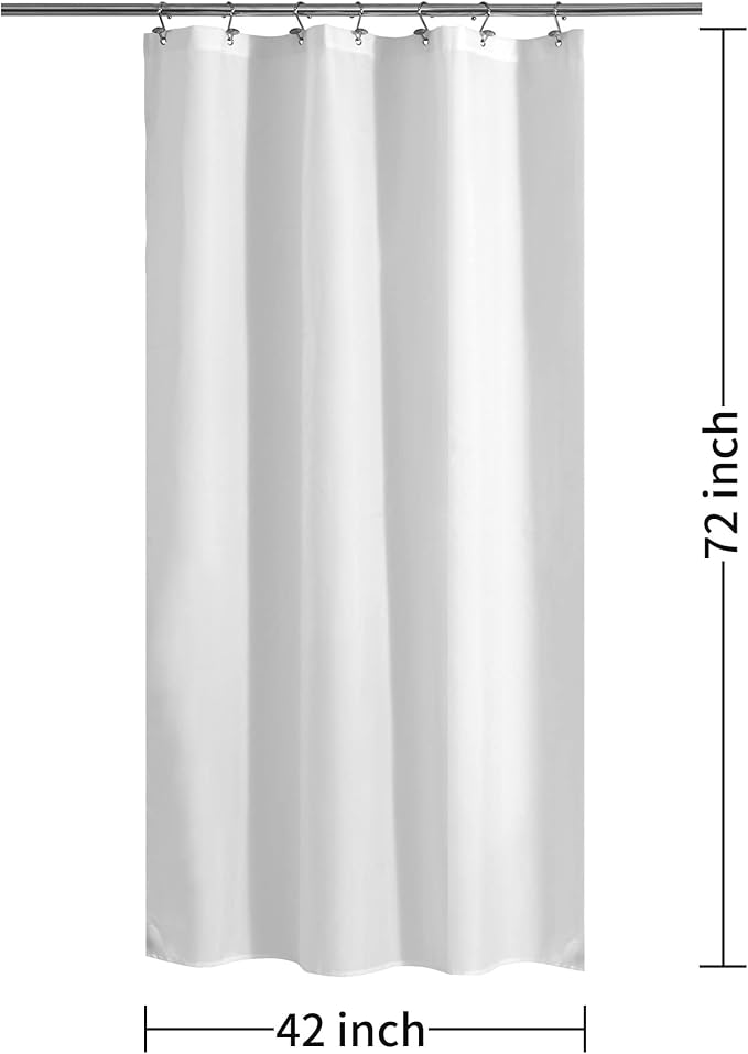 ALYVIA SPRING Stall Fabric Shower Curtain Liner Waterproof - 42" x 72", Soft & Lightweight Stall Size Shower Curtain with Magnets, Machine Washable - 42x72, White