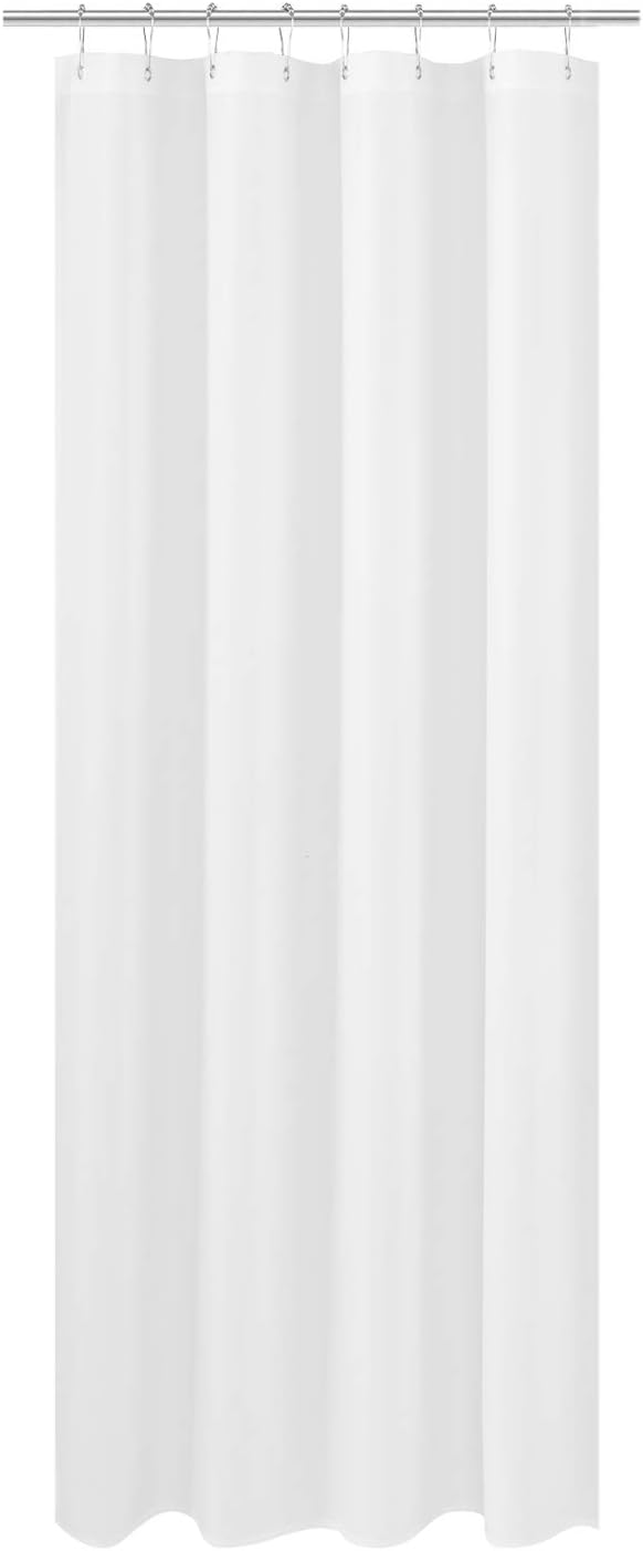 N&Y HOME Fabric Shower Curtain Liner Long Stall Size 48 x 78 inches, Hotel Quality, Washable, Water Repellent, White Bathroom Curtains with Grommets, 48x78