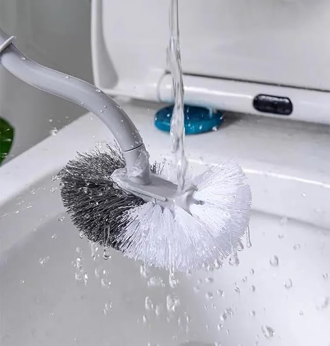 2Pcs Curved Toilet Bowl Brush Without Holder for Bathroom Deep Cleaning, Toilet Brush Durable Under The Rim Household Cleaning Brushes (Gray+White)