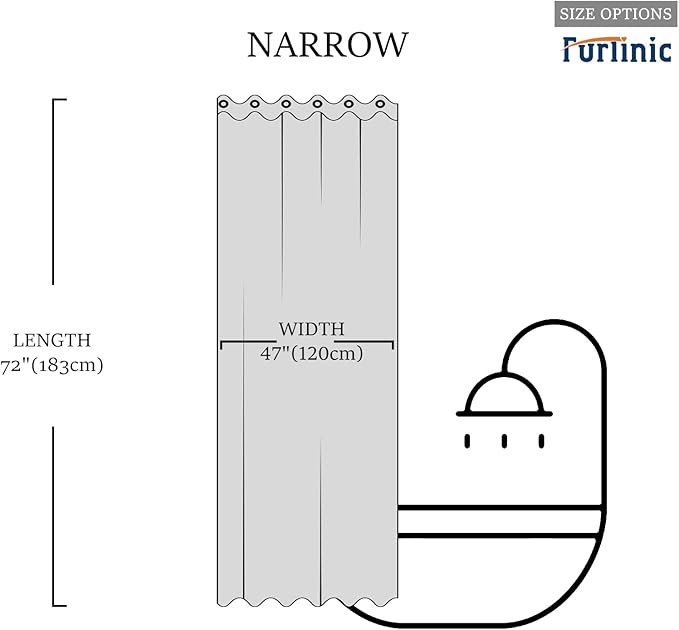 Furlinic No Hook Fabric Shower Curtain,Small Stall Shower Curtain Liner,Bathroom Curtains with 6 Plastic Split Grommets,Waterproof & Machine Washable,Grey Green,Half Narrow 48x72 Inch.
