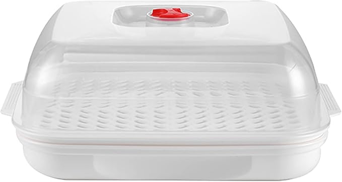 Microwave Steamer with Lid and Tray, Vegetables Steamer for Microwave Bowl, Microwavable Cookware Supplies (1 - Layer)