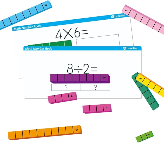 Magnetic Math Number Rods Counting Blocks and Practice Folder Set with Activity Cards, Magnetic Math Counters, Fraction Bars, Foam Math Blocks, Math Manipulatives, Classroom Must Have