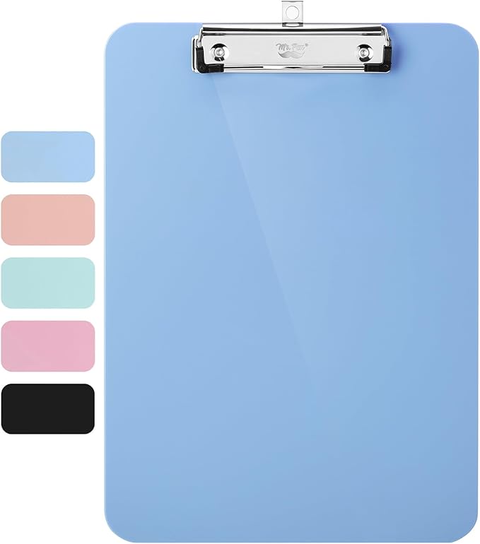 Mr. Pen- Plastic Clipboard, 12.5” x 9”, Cyan Blue, Clipboard Plastic, Low-Profile Metal Clip with Retractable Hanging Hole