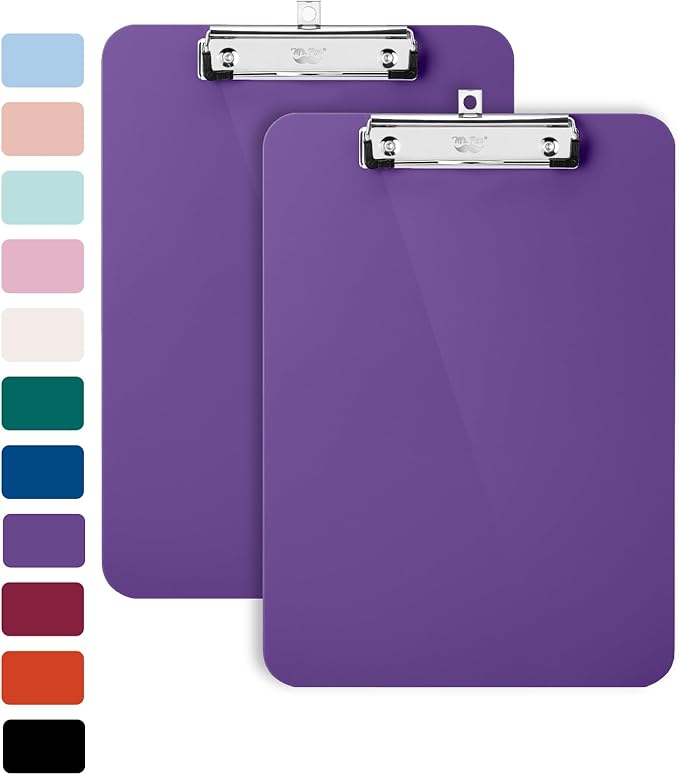 Mr. Pen- Plastic Clipboard, 12.5" x 9", 2 Pack, Clipboard Plastic, Low-Profile Metal Clip with Retractable Hanging Hole