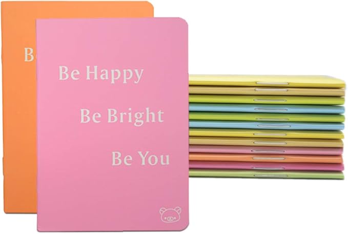 Yansanido 12 Pcs 4.9 Inch x 3.5 Inch Pocket Notebook 24 Sheets (48 Pages) 7mm College Ruled 70 Gsm Paper (12)