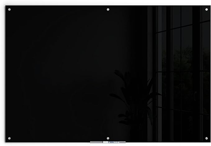 U Brands Glass Non-Magnetic Dry-Erase Board, 72" X 48" Inches, Black Surface, Frameless