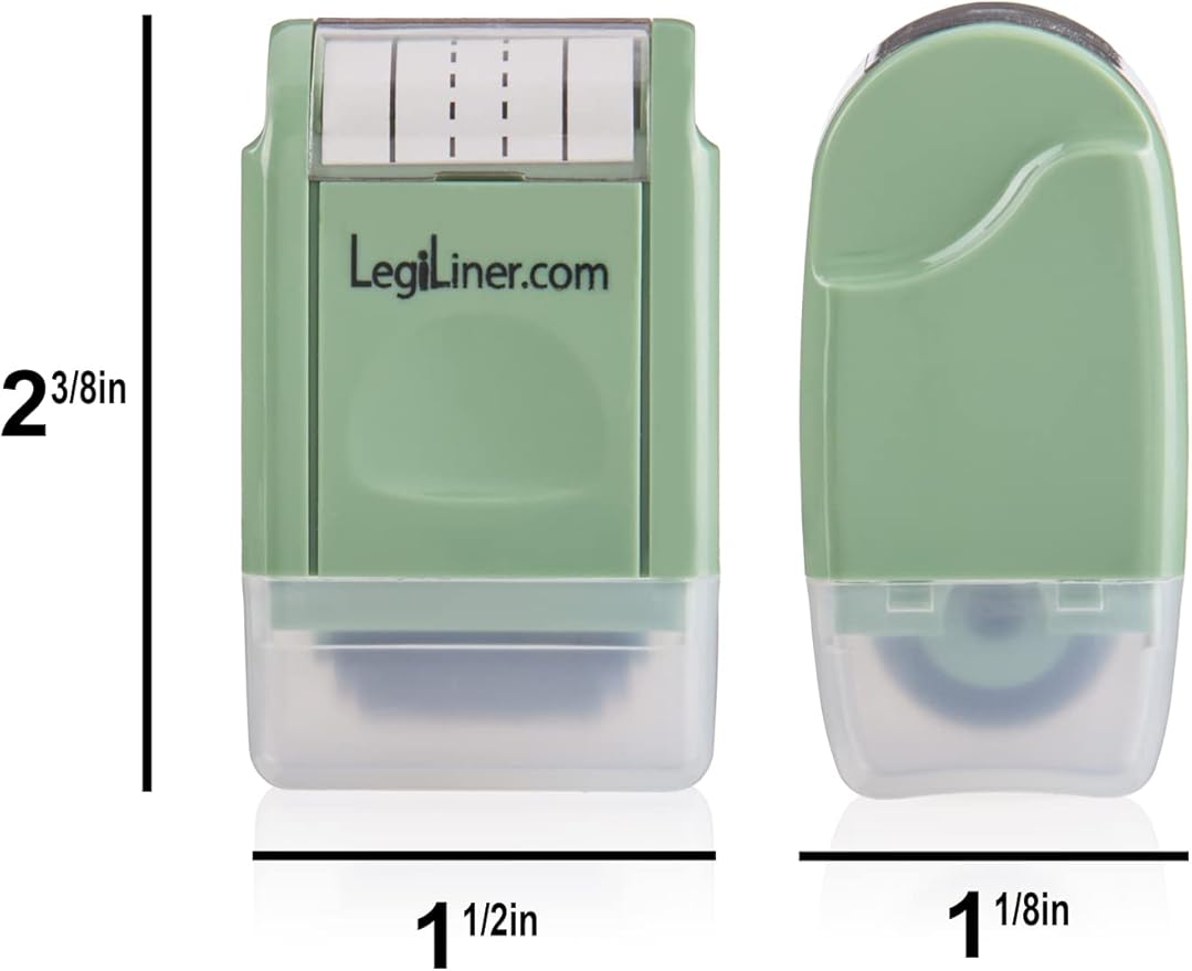 LEGILINER 3/4" Dotted Thirds Slanted Handwriting Line (Green) Teacher Stamp – Tri-Line Pattern for Calligraphy and Cursive Writing. Classroom & Home Use. Refillable Ink Writing Practice Roller Stamp.