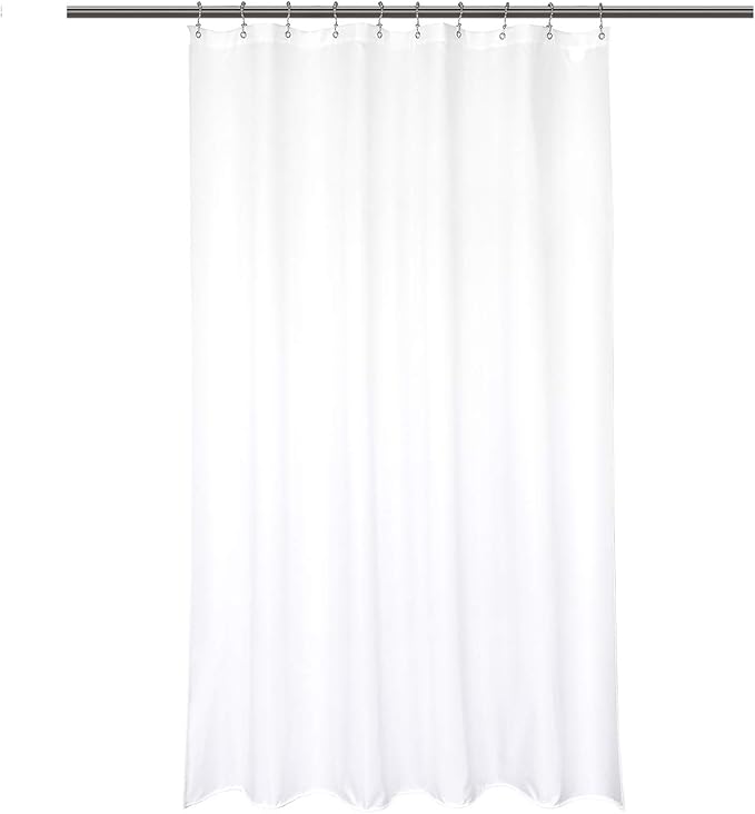 Barossa Design Waterproof Fabric Shower Stall Curtain Liner Microfiber 54" W x 78" H - Hotel Quality, Machine Washable, White Shower Liner for Bath Tub, 54x78