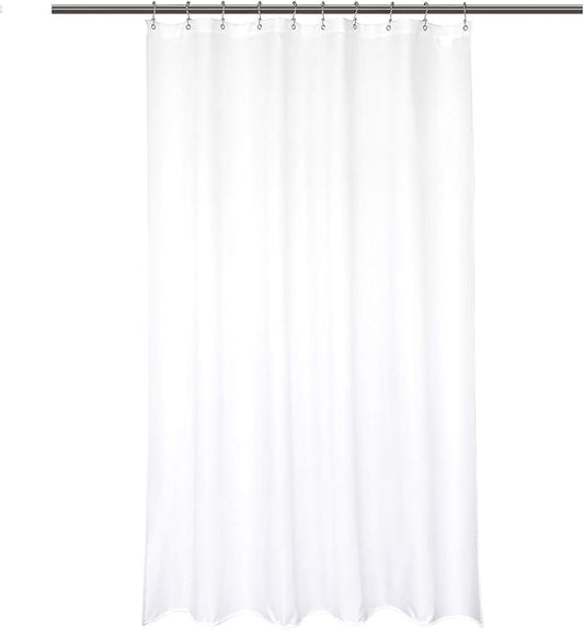 Barossa Design Waterproof Fabric Shower Stall Curtain Liner Microfiber 54" W x 78" H - Hotel Quality, Machine Washable, White Shower Liner for Bath Tub, 54x78