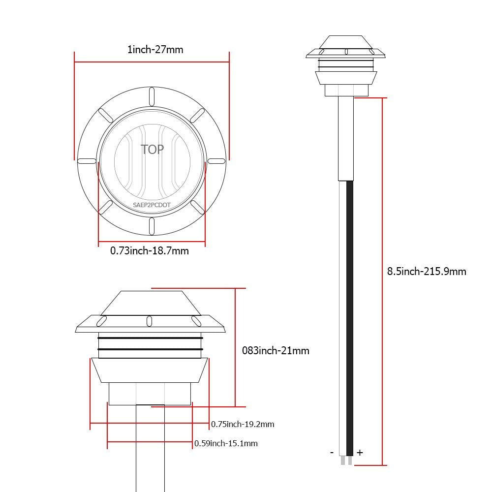 MADCATZ 100 PCS 3/4in Round LED Clearance Light for Trailer, Truck, RV - Smoked Lens Amber Light, 0.8 x 0.8 x 1 inches