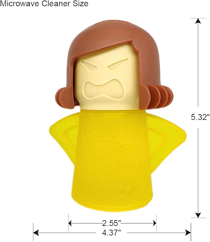 Asltw Angry Mama Microwave Oven Cleaner, Fast Action Steam Kitchen Gadget, Just Add Vinegar and Water (Yellow)