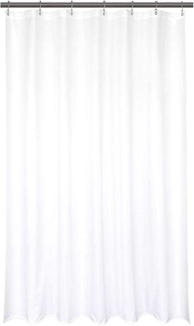 Barossa Design Waterproof Fabric Shower Stall Curtain Liner Microfiber 42" W x 72" H - Hotel Quality, Machine Washable, White Shower Liner for Bath Tub, 42x72
