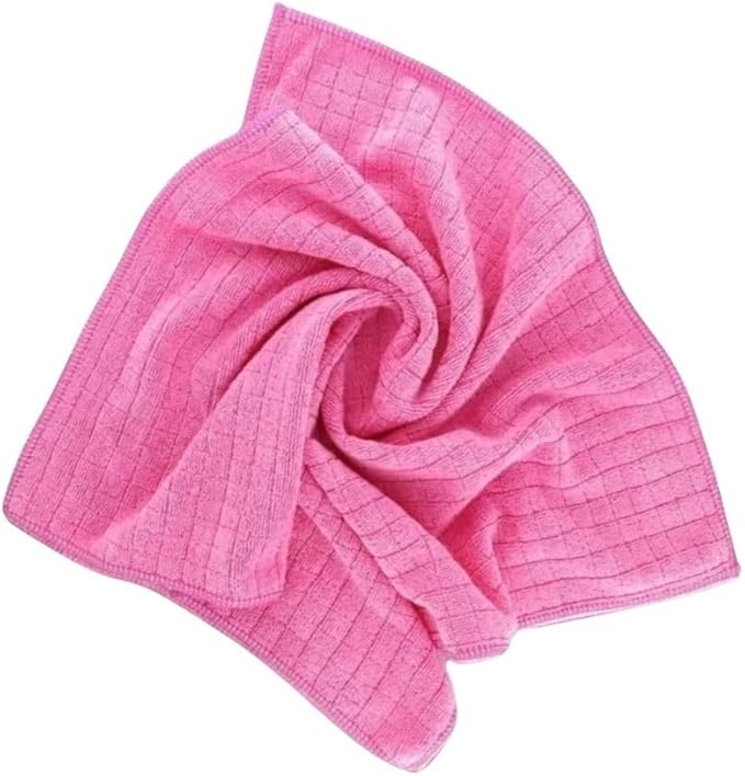 Microfiber Cleaning Cloth- Set of 3 - Cleaning Supplies, 16x16 inch (40x40cm) - Dish Towels for Kitchen - car Cleaning Supplies, Apartment Essentials (Pink, Green, Gray)