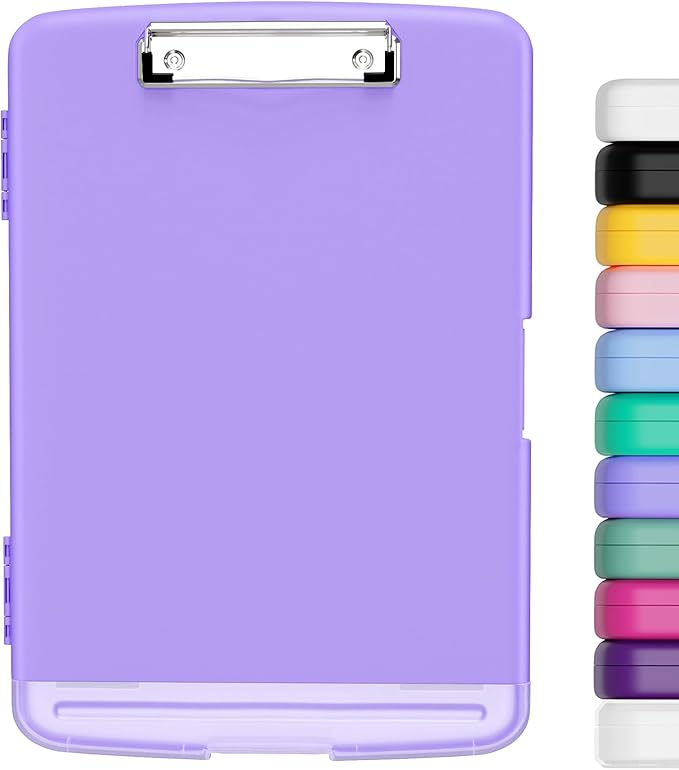 Hongri Clipboard with Storage with Pen Holder, Folder Nursing Clip Board 8.5 x 11 Foilo-Side Opening, High Capacity, Light Weight for Teachers, Classroom. Size 14 x 9.6 x 1.2 in(Purple)