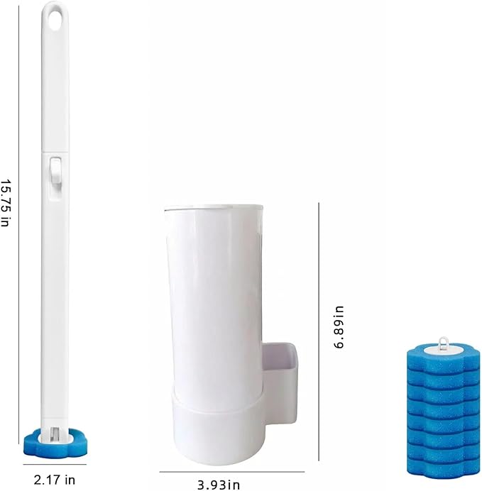 Disposable Toilet Brush with 24 Refills, Toilet Bowl Brush and Holder with Cleaner Refill Pads, Wall-Mounted Toilet Brush,Toilet Wand Brush Starter Kit for Deep Cleaning and Bathroom Maintenance