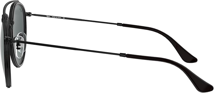 Ray-Ban Unisex RB3647N Double Bridge Round Sunglasses, Black/Blue, 51 mm