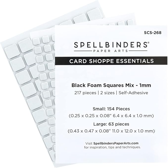 SPELLBINDERS PAPERCRAFTS, INC Black, Spellbinders Card Shoppe Essentials Foam Squares Mix, 1mm