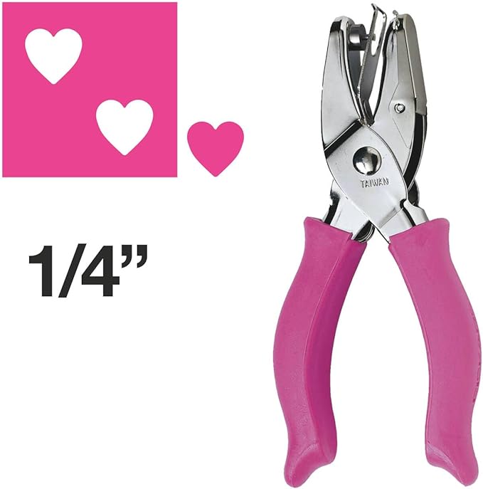 Fiskars Heart Shape Craft Hole Punch - Handheld Paper 1/4" Single Hole Punch with Cushioned Grip - Scrapbooking and Greeting Card Arts Tool