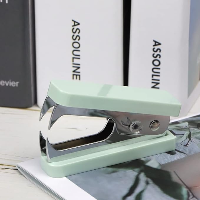 NatSumeBasics Mint Green Staple Remover 2pcs Cute Staples Puller Removal Tool with Lock Plastic Body Steel Jaws for Office School Desk Accessories (2 Green)