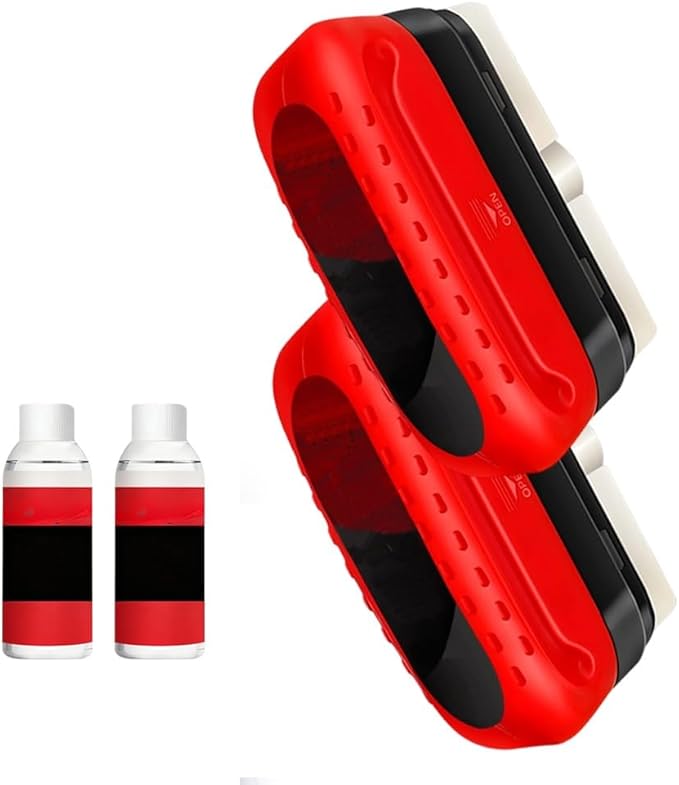 Automotive Oil Film Cleaning Brush,Antifog & Rainproof Glass Cleaning Board for Car Windows,Car Glass Oil Film Remover with Refill,windshield cleaner tool For Improves Clarity (2)