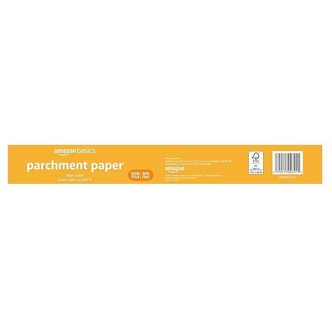 Amazon Basics Non-Stick Parchment Paper for Baking, Cooking, Oven Safe, 15 inches, 90 Sq Ft Roll, 1 Pack