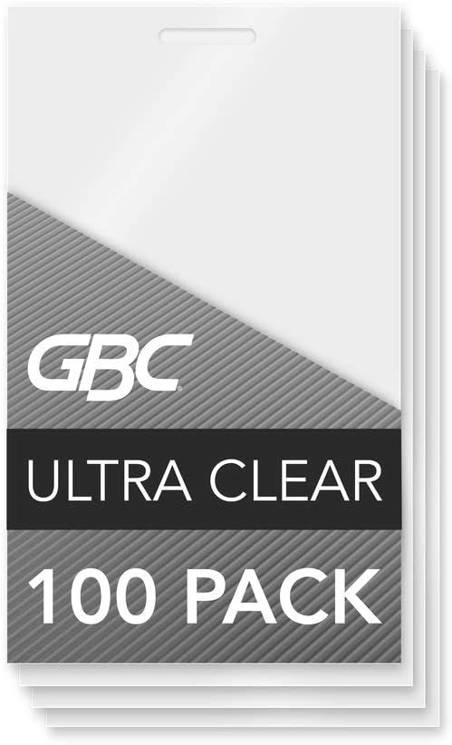 GBC Laminating Sheets, Thermal Laminating Pouches, Business Card Size, 7 Mil, HeatSeal UltraClear, 100 Pack (3300371)