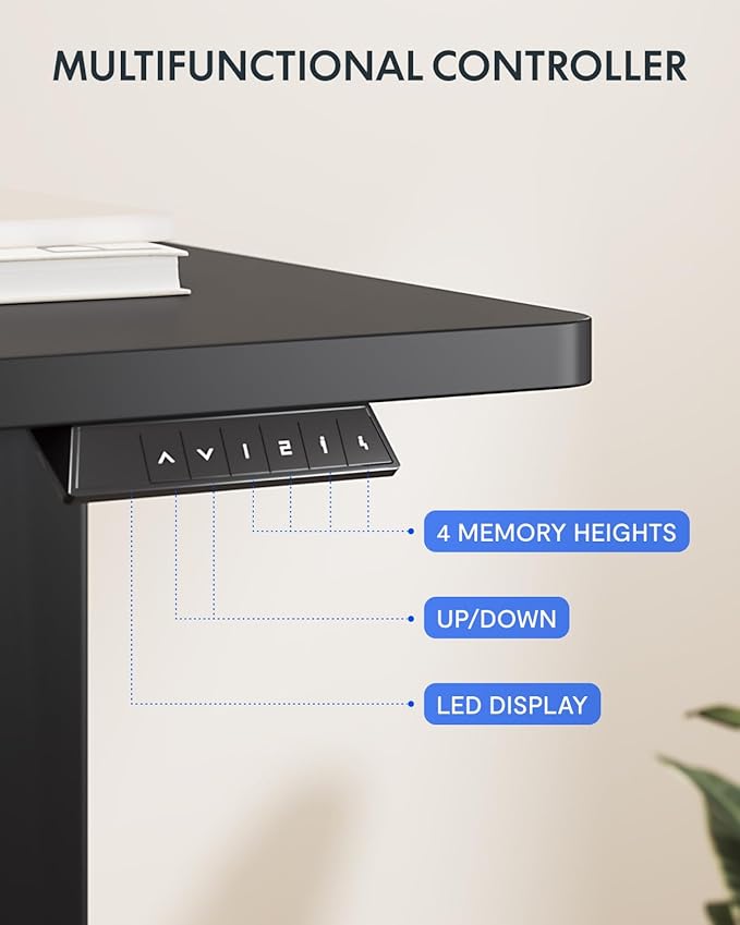 FLEXISPOT 63x32 Inch Electric Large Standing Desk for Home & Office, Spacious Splice Board Desk with Cable Management & Organizer, Cup Holder & Hook, Black