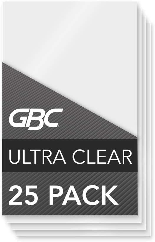 GBC Laminating Sheets, Thermal Laminating Pouches, Index Card Size, 5 Mil, HeatSeal UltraClear, 25 Pack (3202002)
