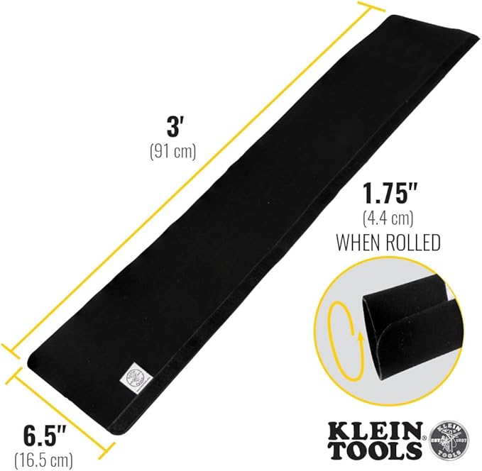 Klein Tools 450-330 Cable Management Sleeve, Cord Management for Home, Office or Job, 1-3/4-Inch Max Diameter, 3-Foot Length, Black, 2-Pack