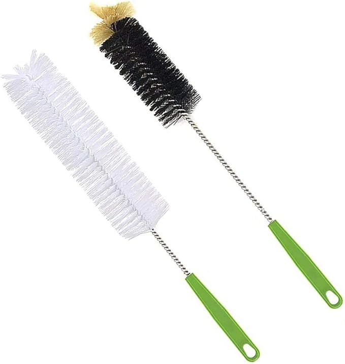Long Bottle Brush, 17 in Bendable Cleaner Brushes for Cleaning Neck Beer Bottles, Wine, Baby Bottles, Water Bottles, Tumblers, Flask, Bird Feeder, Vase, Pipes and Brewing Supplies Black + White/2Pack
