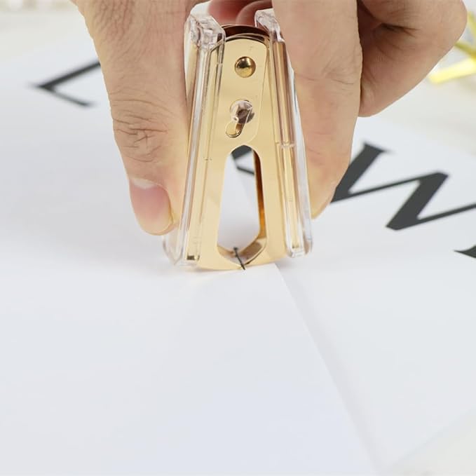 1 Pack Gold Staple Remover Clear Acrylic Golden Glitter Metal Jaws Staples Puller Removal Tool for Home Office School Supplies Desktop Accessories (1)