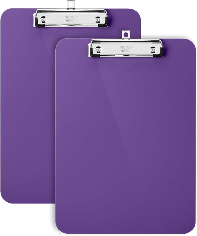 Mr. Pen- Plastic Clipboard, 12.5" x 9", 2 Pack, Clipboard Plastic, Low-Profile Metal Clip with Retractable Hanging Hole