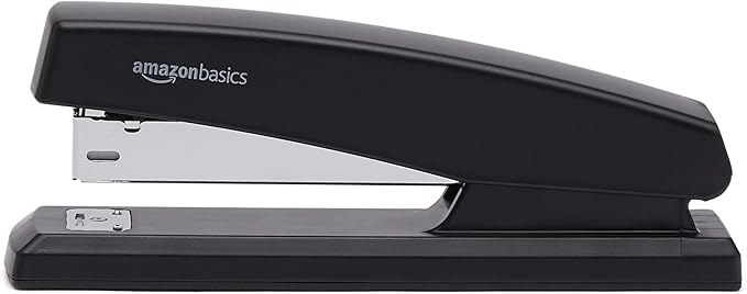 Amazon Basics Desktop Office Stapler, Lightweight, 25 Sheet Capacity, Non-Slip, Black, 3-Pack with 1000 Staples