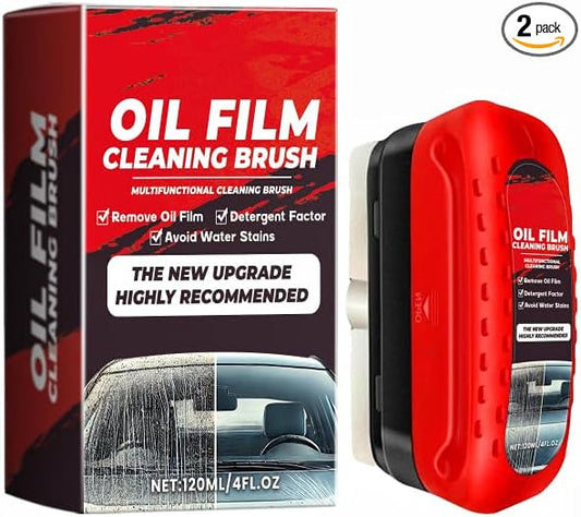 2PCS Automotive Oil Film Cleaning Brush, 2025 New Coating for Windshield, Clear Vision Glass Cleaner -Prevents Rain and Fog,Improves Clarity and Visibility