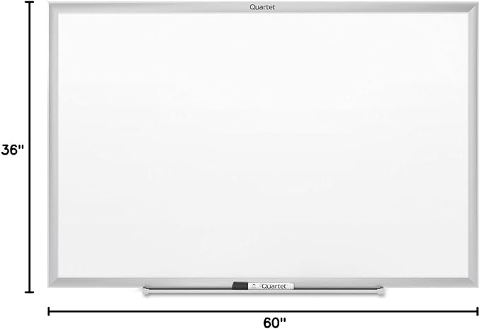 Quartet Magnetic Dry Erase White Board, 60"W x 36"HWhiteboard, Nano-Clean Surface Resists Ink Stains, Silver Aluminum Frame (SM535)