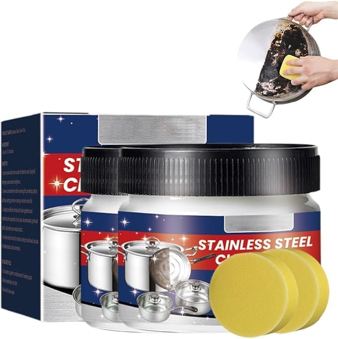 Stainless Steel Scratch Remover for Appliances, Multi-Purpose Stainless Steel Cleaner and Polishremover Kit for Cleans Grease, Scuffs & Restores Shine Oven, Sink, Fridge & Cookware (2)