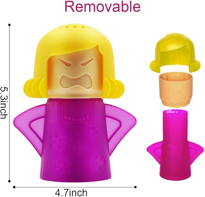 Abnaok 2PCS Angry Mama Microwave Cleaner with Chilly Mama Fridge Cleaner, Easily Clean in Minutes, Microwave cleaner Steam for Home or Office with English Manual