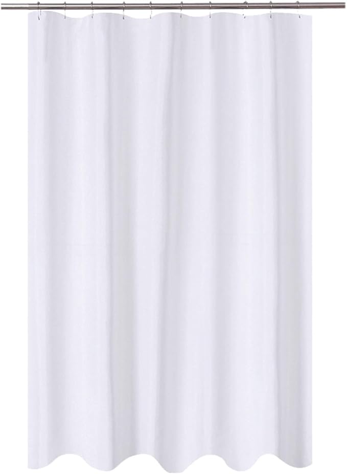 N&Y HOME Fabric Shower Curtain Liner 54 x 72 inches Bath Stall Size, Hotel Quality, Washable, Water Repellent, White Bathroom Curtains with Grommets, 54x72