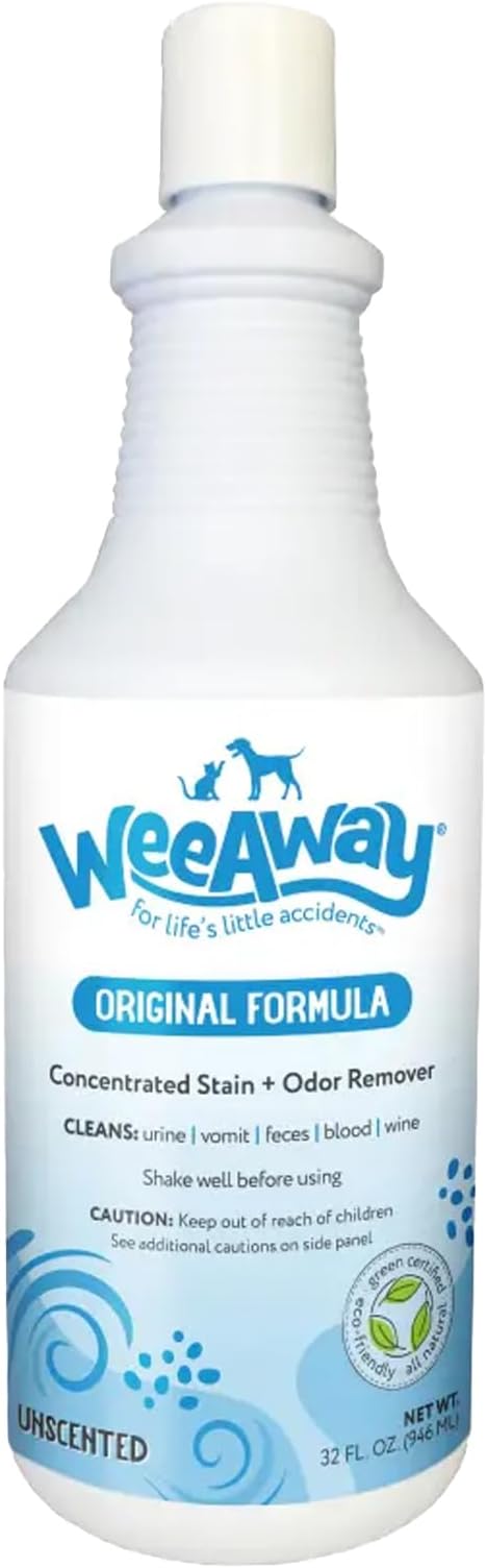 Wee Away Original Formula Concentrated Stain & Odor Remover, Enzyme Cleaner, Pet Urine Odor Eliminator for Home - Pet Mess Destroyer for Carpet & Furniture, Unscented, 32 fl oz