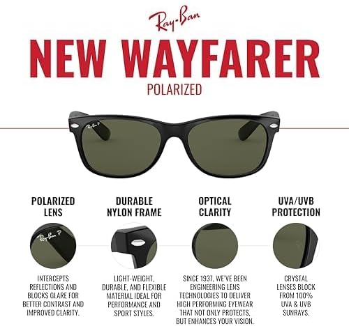 Ray-Ban RB2132 New Wayfarer Polarized Square Sunglasses