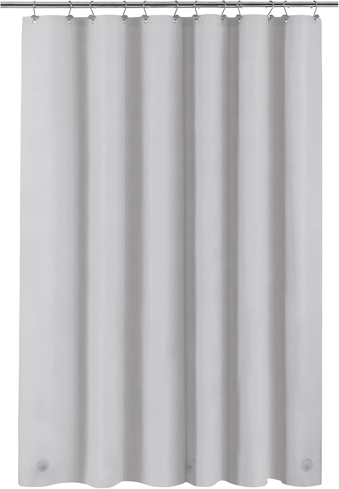 Barossa Design Shower Curtain Liner - Premium PEVA, BPA & PVC Free, No Chemical Smell, Lightweight Standard Size Shower Curtain with 3 Magnets, Metal Grommets -Silver Gray