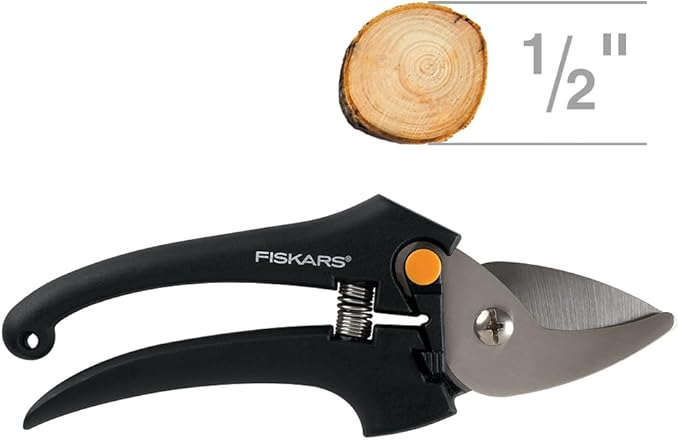 Fiskars Stainless Steel Bypass Fashion Pruner, Black [379200-1005 FSKSHR]