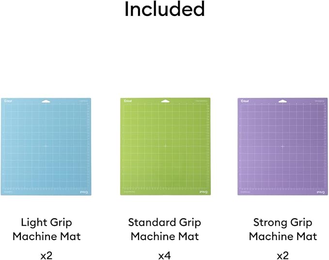 Cricut Cutting Mat Variety Pack (8 Count, 12in x 12in) - for Explore & Maker Machines - Includes 4 StandardGrip, 2 LightGrip, 2 StrongGrip