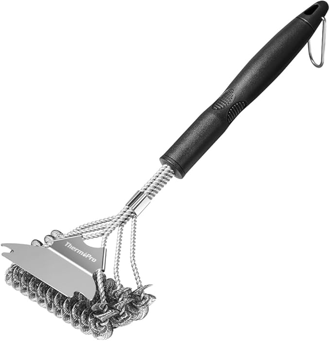 ThermoPro BBQ Grill Brush with Wide Scraper, Bristle-Free Stainless Steel Grilling Cleaner, Safe All-Grate Cleaner Kit, Perfect for BBQ Grill Cleaning Accessory