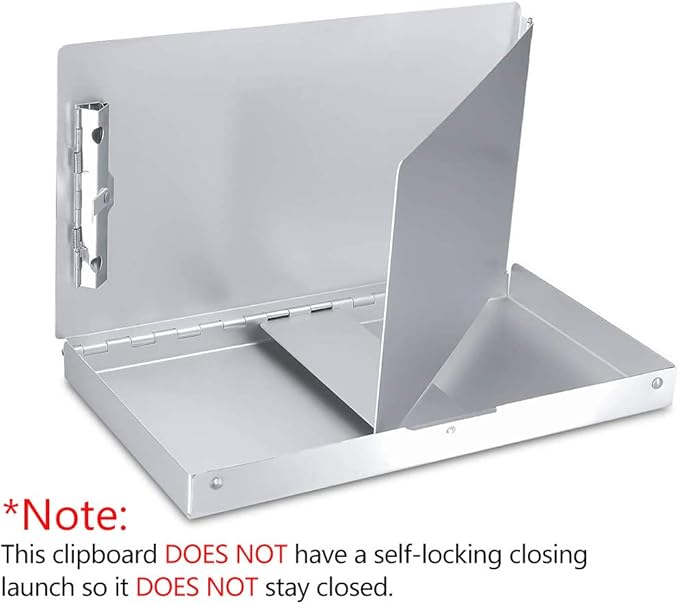 Small Aluminum Clipboard with Storage(Memo Size), Recycled Metal Snapak Form Holder Binder with Insided SerratedClip Posse Box, Perfect for Truck Driver, Fits Paper Size up to 5.5 x 9.5 inch