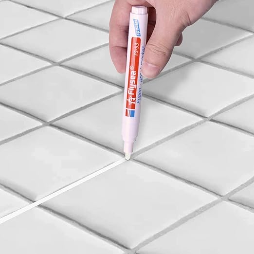 6 Pieces Tile Pen Wall Grout Restorer Pen Repair Marker Grout Filler Pen for Restoring Tile Wall Floor Bathrooms and Kitchen(White)
