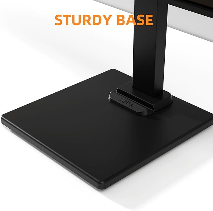 Suptek Dual Monitor Stand with Base- Vertical Stack Screen Free-Standing Monitor Riser Fits Two 13 to 36Inch Screen with Swivel, Tilt, Height Adjustable,50,75 and 100mm Vesa Base Stand