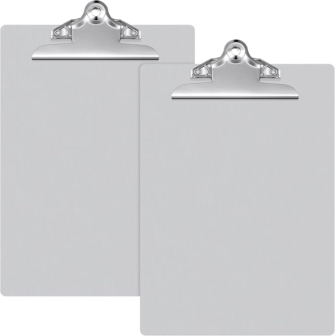 Mimorou 2 Pcs Metal Clipboard Heavy Duty Aluminum Clipboards 12 x 9 Inch Metal Clip Board with Low Profile Clip A4 Letter Size Document Holder for Office School Medical Jobsite Laboratory