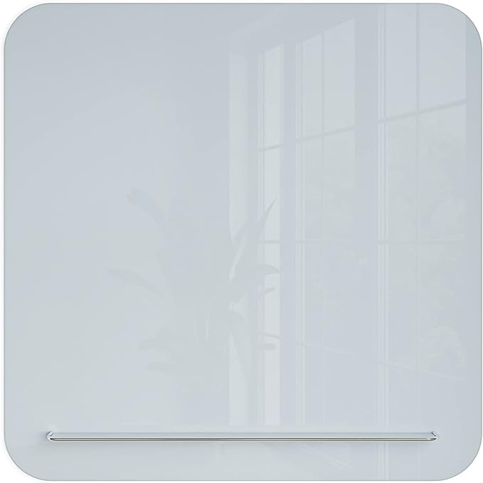 U Brands Magnetic Glass Dry-Erase Board with Floating Tray (36" W x 36" H)