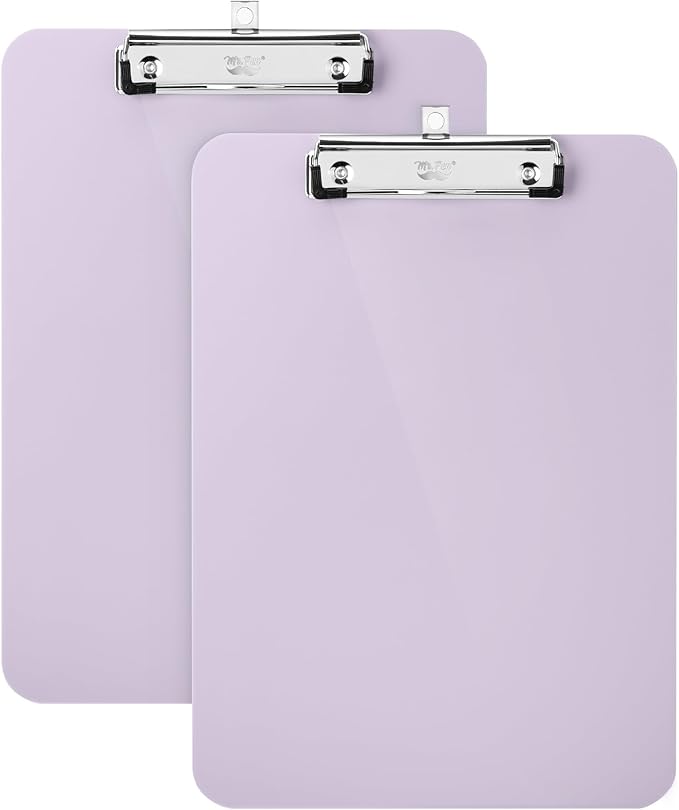 Mr. Pen- Plastic Clipboard, 12.5" x 9", 2 Pack, Muted Purple Clipboard Plastic, Low-Profile Metal Clip with Retractable Hanging Hole